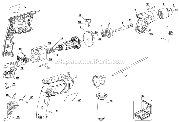 Black and Decker KR750-AR (Type 2) 1/2 Hammer Drill Power Tool Page A Diagram